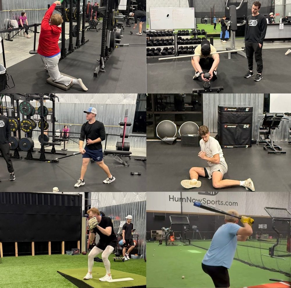 HumNow athletes training and hitting in the Baseball 360 program