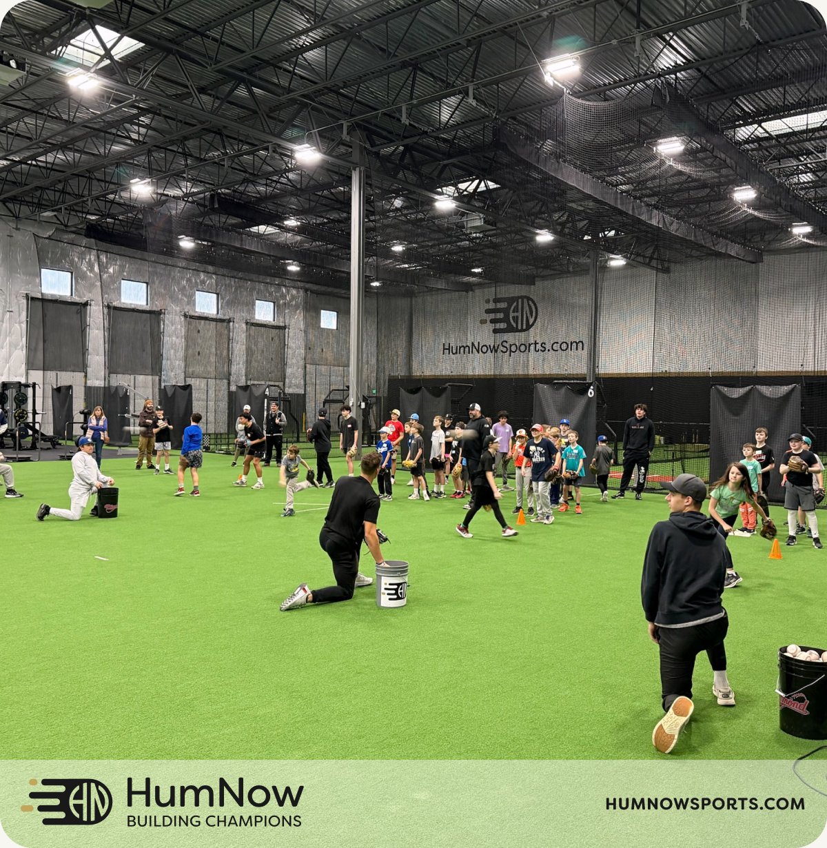 Youth athletes training at the HumNow facility
